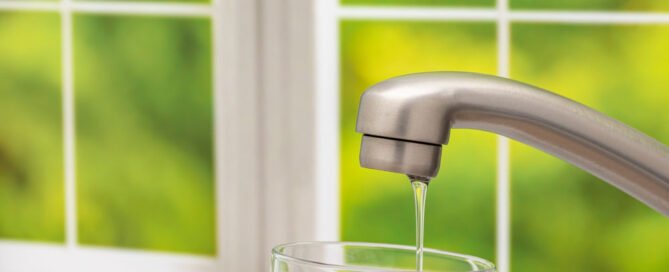 low-pressure water from an open kitchen faucet